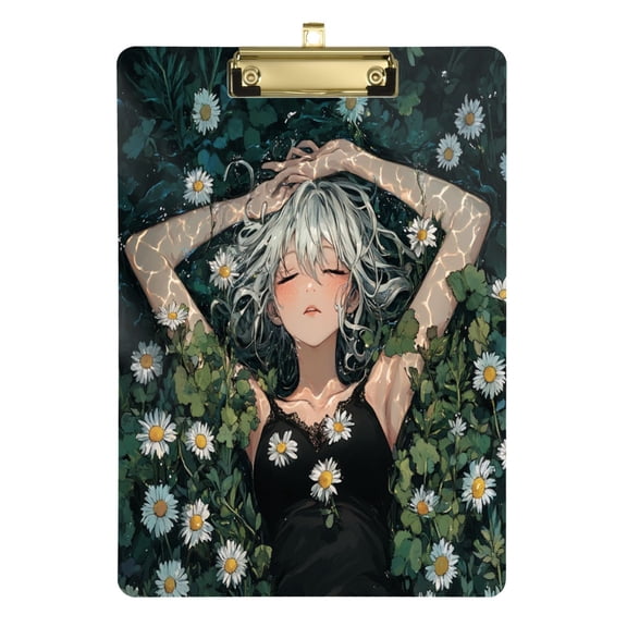Acrylic Writing Tablet,Silver Hair Girl12.5"9"Rectangular One-sided Printed Clear Acrylic Writing Tablet.