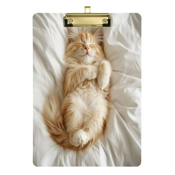 Acrylic Writing Tablet,Sleeping Cat12.5"×9"Rectangular One-sided Printed Clear Acrylic Writing Tablet.