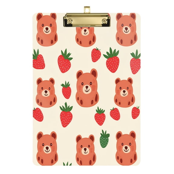 Acrylic Writing Tablet,Strawberry Bear12.5"9"Rectangular One-sided Printed Clear Acrylic Writing Tablet.