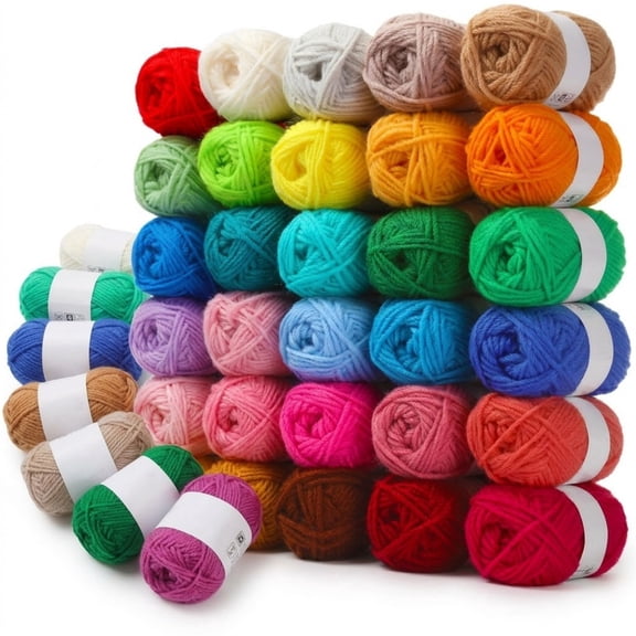 Acrylic Yarn for Crocheting, 30x20g Skeins Worsted Weight Yarn, Soft Yarn for Amigurumi, Knitting, and Small Craft Projects, 1200 Yards Total, Multicolor