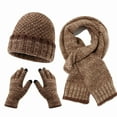 thumbnail image 1 of Acrylic Yarn Set Unisex 3-Piece Winter Hat Scarf Gloves Color-Blocked Brim Foldable Outdoor Set Foldable Winter Set, 1 of 2