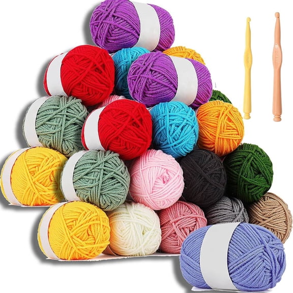 Acrylic Yarn for Crochet - 30*0.7 Oz Skeins Unique Colors - Bulk Yarn Kit - 1300 Yards - Perfect for Any Mini Project