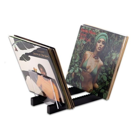 Acrylic and Wood vinyl record display case, stacks up to 50 records, 12" or 7"