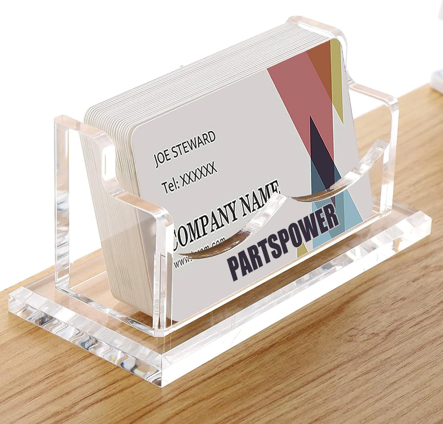 Acrylic for Desk, Horizontal Clear Business Name Card Display Stand, Desk Accessory Organizer (Horizontal, 1-Slot)