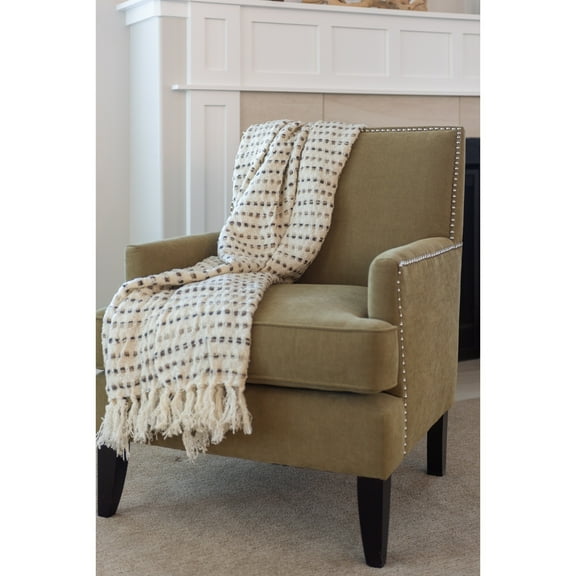 Acrylic multi square throw ivory