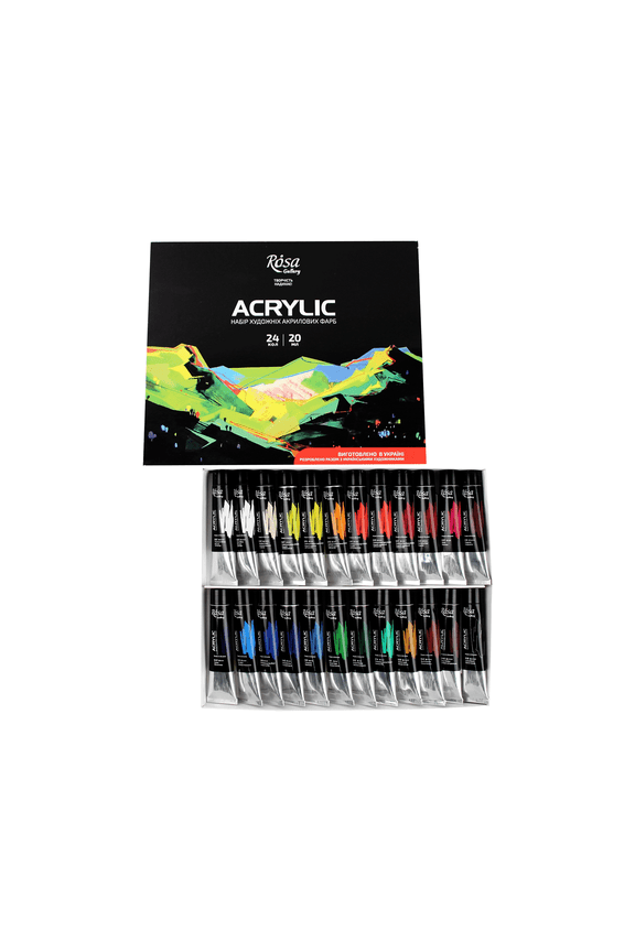 Acrylic paint set 24*20 ml/0.68 oz, ROSA Gallery