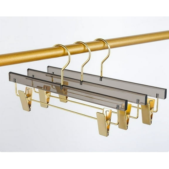 Acrylic pants hanger clothing standard hanger Golden hook crystal hanging clip smoke gray dress shows hanger 10 PCS