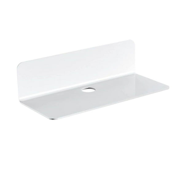 Acrylic sheet storage rack without drilling White Floating Shelves Wall Mounted Easily Expand Wall Acrylic Hanging Shelves For Bedroom Gaming Room Living Room Bathroom With Cable Clips