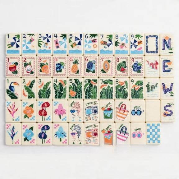 Acrylic single-layer white hand-painted mahjong tile (American Mahjong Tile)