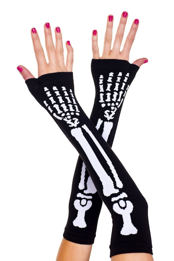 Acrylic skeleton arm warmer 449-BLACK-WHITE
