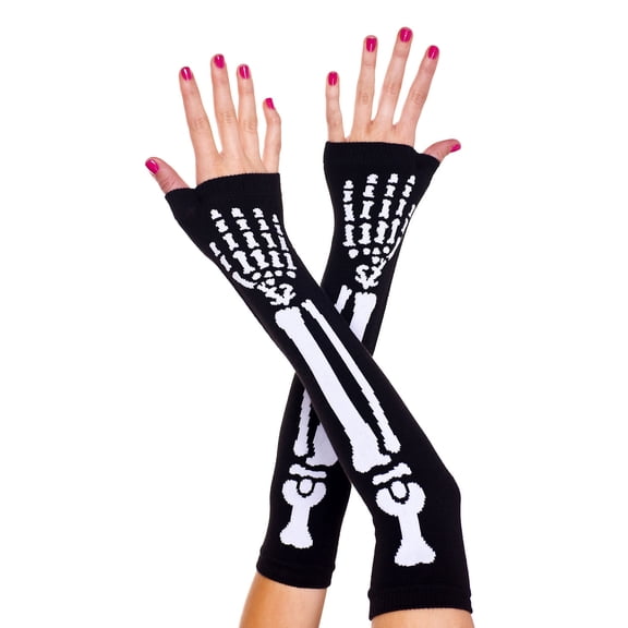 Acrylic skeleton arm warmer 449-BLACK-WHITE