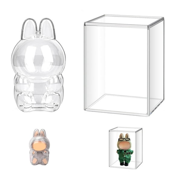 Acrylic storage box,Organizer Box ,Display Case for Collectibles Stackable,Clear Protective Case Compatible with Plush Doll(SITTING+Rectangle)