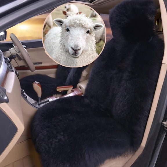 Acrylic wool Sheepskin Seat Covers.Fuzzy Fleece Fur Car Seat Covers Universal for Cars SUV Trucks Van.(Black)
