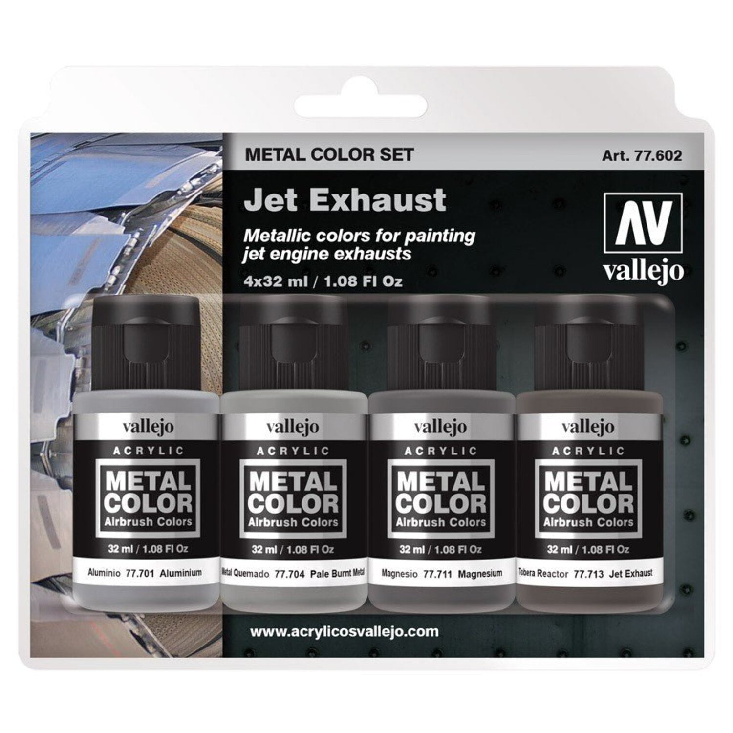 Vallejo Matte Black Acrylic Metal Color Paint Set