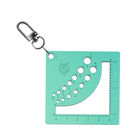 Acrylics Knitting Gauge Ruler with Keychain Clip Knitting Needle Gauge Square Knitting Tool for Yarns Measuring Tool