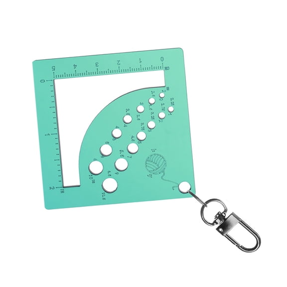 Acrylics Knitting Needle Gauge Ruler for Sweater Sewing Craft Knitting Needle Measure Tool with Keychain Carabiner Clip