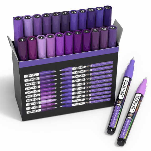 Resource Protection Acrylict Pens 22 Purple Tonesorted Pro Color Series Markers Set 0.7mm ...