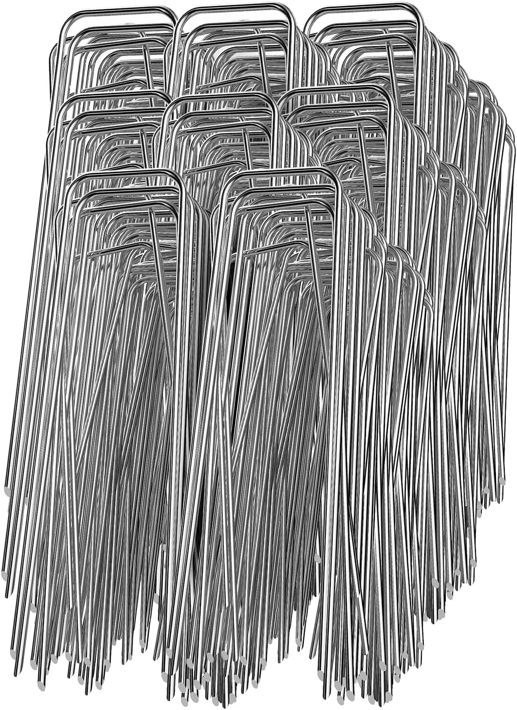 AcserGery 100 Packs 6" Landscape Staples 11 Gauge Heavy Duty Galvanized Steel Garden Staples