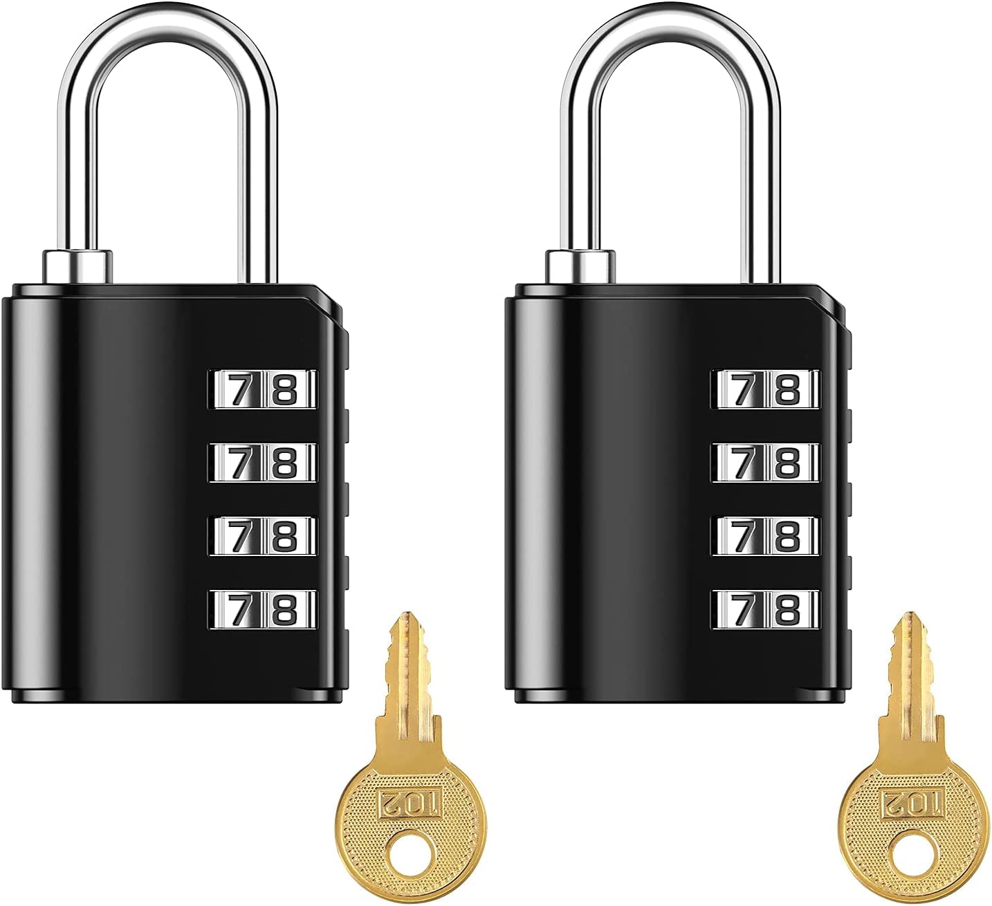 AcserGery 【2 Pack】 Combination Padlock with Keys, 4 Digit Zinc Alloy