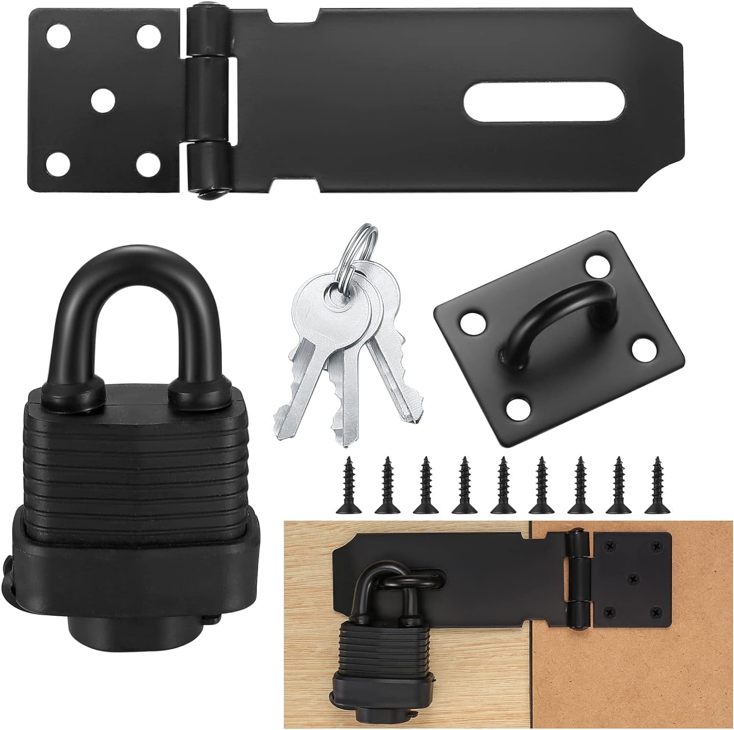 AcserGery Heavy Duty Padlock Hasp Kit Shed Door Latch Hasp with