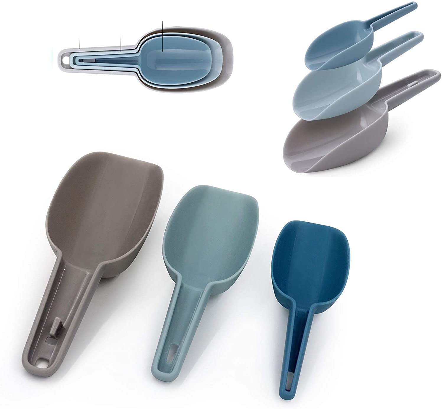 AcserGery Set of 3 Scoops for Canisters, Plastic Flour Scoop, Ice