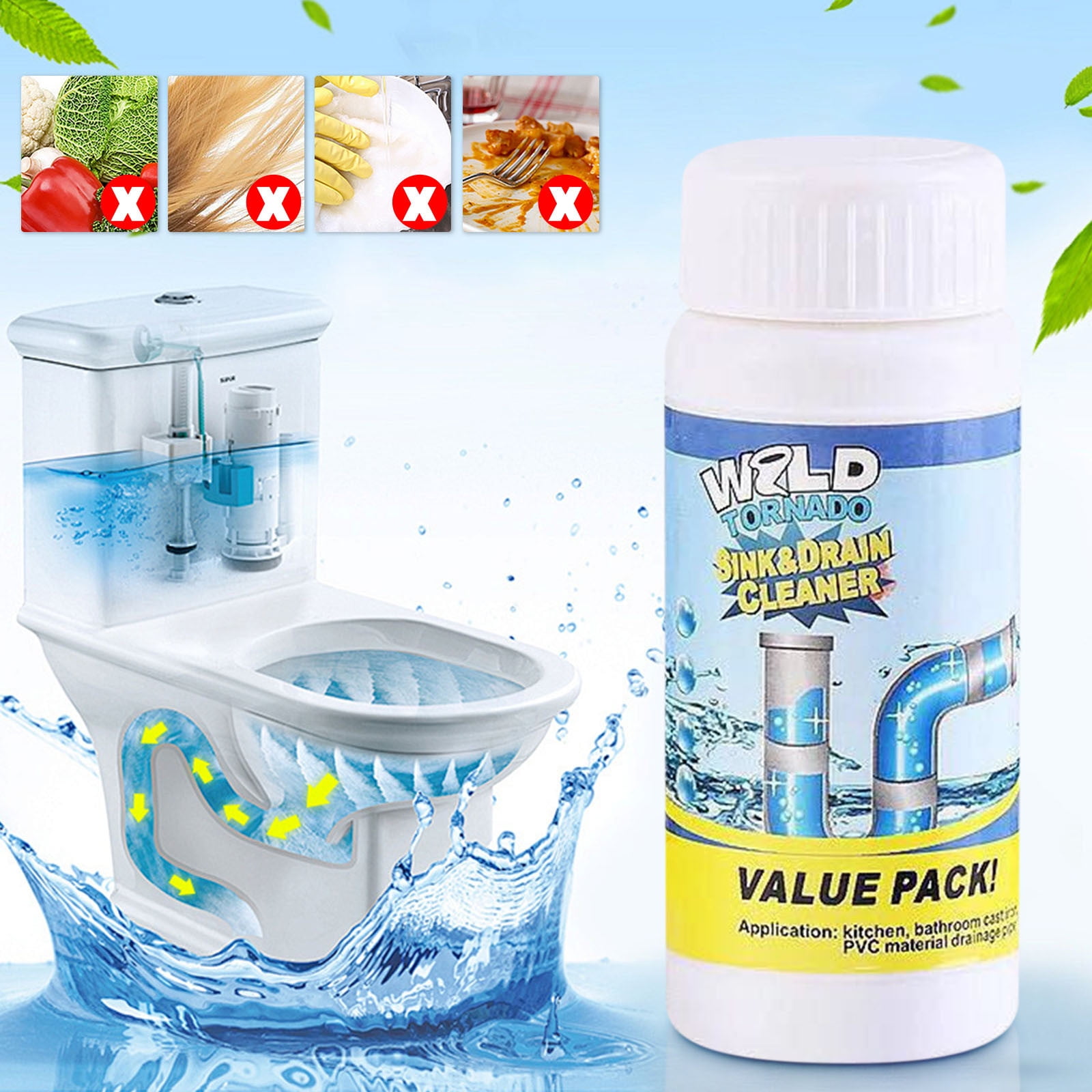 Acssart Sink and Drain Cleaner, Acssart Drain Cleaner, Wild Tornado Sink and Drain Cleaner, Wild Pipe Cleaner, Fast Foaming Drain Cleaner for Kitchen