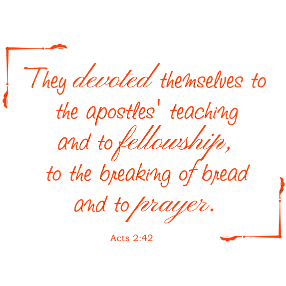 Act 2:42 - They devoted themselves to the apostles⦠Vinyl Decal Sticker Quote - Small - Orange