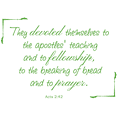 thumbnail image 1 of Act 2:42 - They devoted themselves to the apostlesâ¦ Vinyl Decal Sticker Quote - Small - Yellow Green, 1 of 3