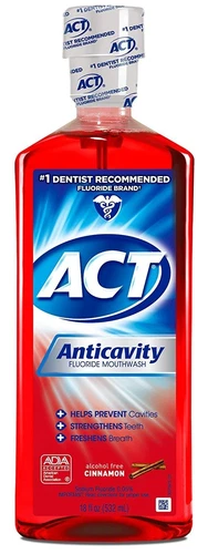 Act Anticavity Fluoride Mouthwash Alcohol-Free Cinnamon Freshens Breath 18 Fl Oz