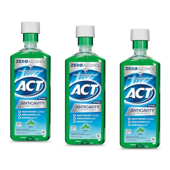 Act Anticavity Fluoride Mouthwash Mint 18 fl oz Pack of 3