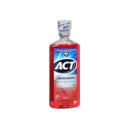 Act Anticavity Sodium Fluoride Mouthwash Alcohol-Free Cinnamon 18 Ounce 3 Pack