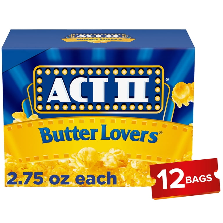 ACT II Butter Lovers Microwave Popcorn, 2.75oz, 12ct, 100% Whole