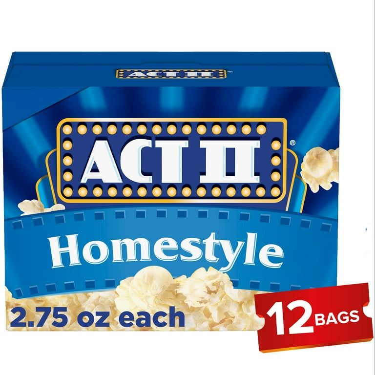 Act II Homestyle Microwave Popcorn, 2.75 oz., 12-Count Bags