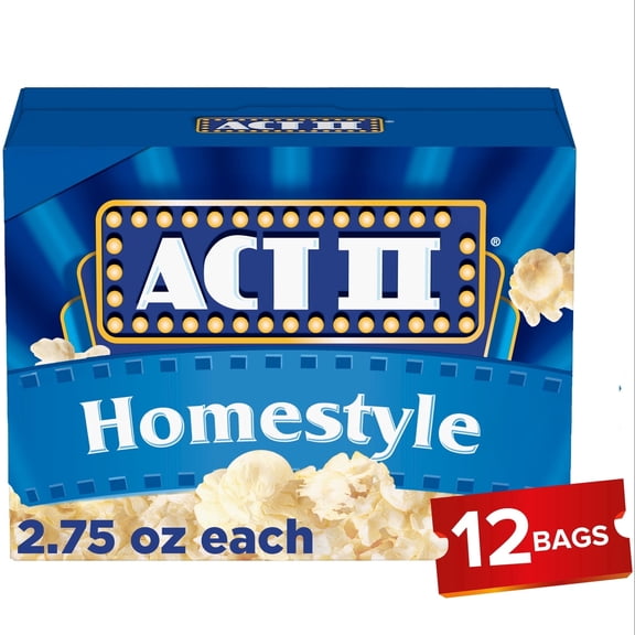 Act II Homestyle Microwave Popcorn, 2.75 oz., 12-Count Bags