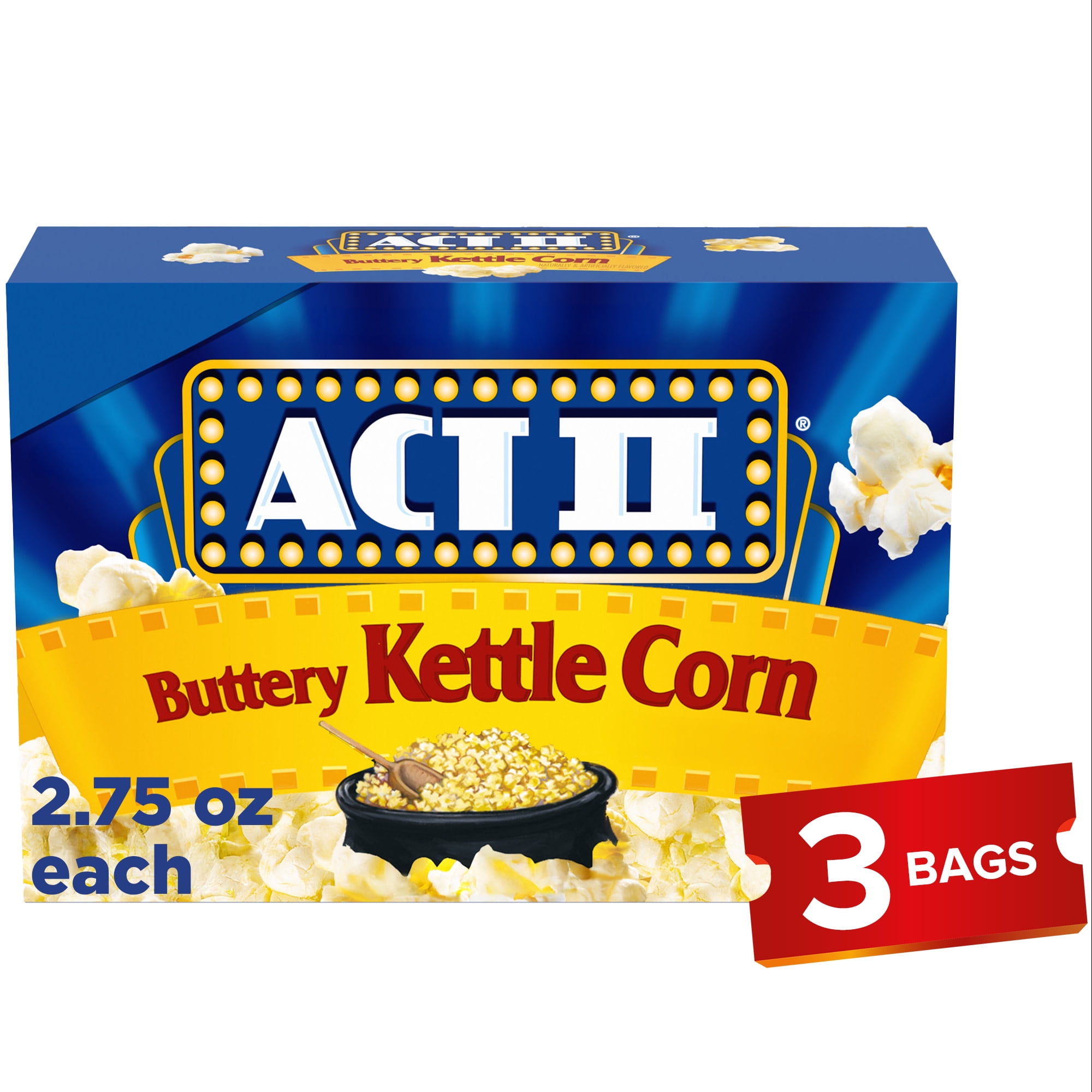 ACT II Sweet and Salty Kettle Corn Microwave Popcorn, 3 Pop Bags
