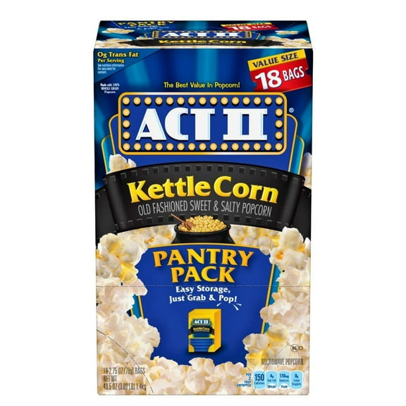 Act II Kettle Corn Microwave YBQF 2.75 Oz 18 Ct