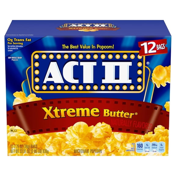 Act II Xtreme Butter Microwave Popcorn, 2.75 oz., 12-Count Bags ( PACK OF 2 )