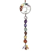 LWITHSZG Act Now! Seven-Color Chakra Crystal Original Stone Pendant Tree of Life Hanging Yoga Jewelry Pendant with Gemstone Hand-Woven Pendant #C