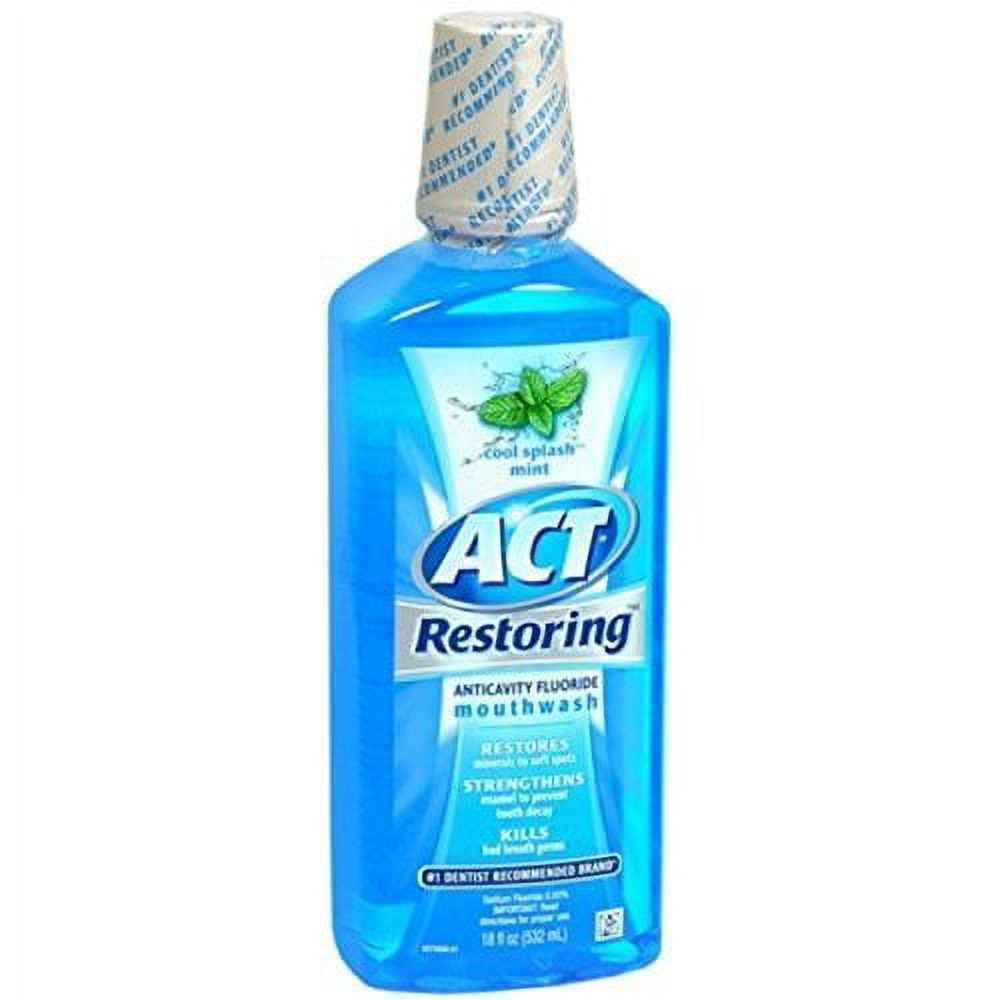 Act Restoring Anticavity Flouride Mouthwash Cool Splash Mint 18 oz (Pack of 5)
