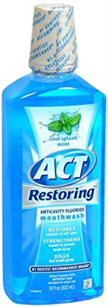 Act Restoring Anticavity Flouride Mouthwash Cool Splash Mint 18 oz (Pack of 10)