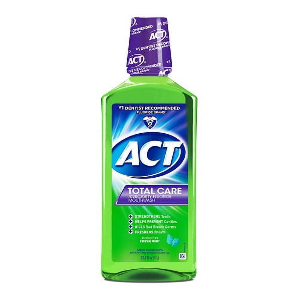 Act Total Care Anticavity Fluoride Fresh Mint Rinse, Alcohol Free - 33.8 Oz