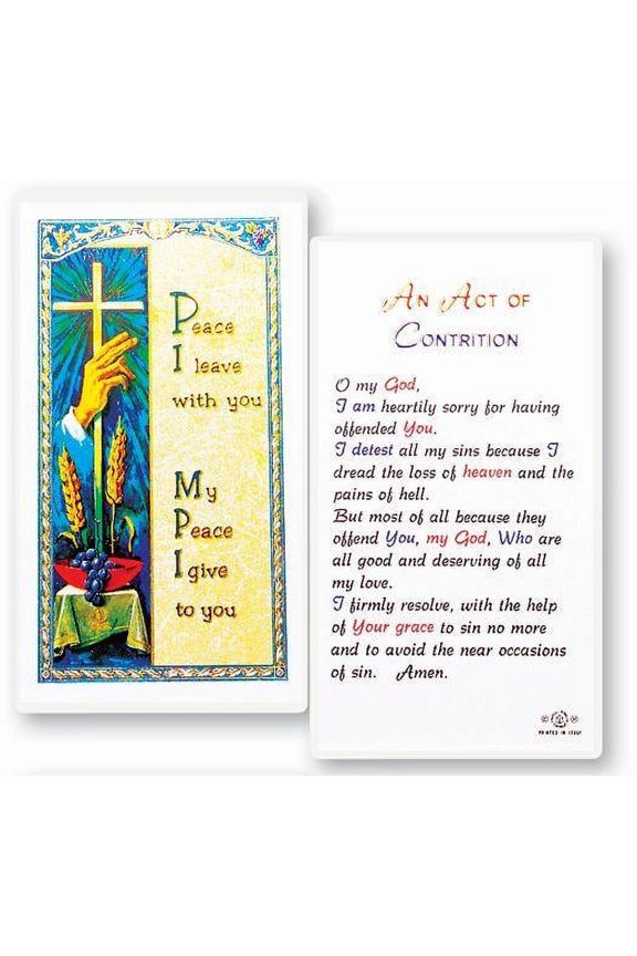 Act of Contrition Laminated Catholic Prayer Holy Card with Prayer on Back, Pack of 25