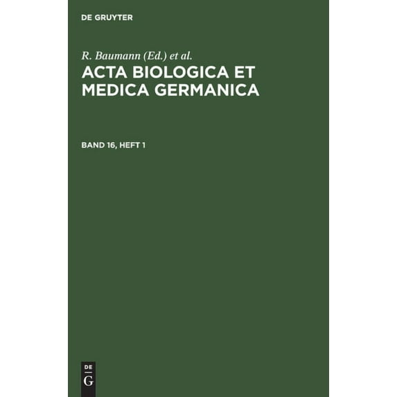 Acta Biologica et Medica Germanica (Hardcover)