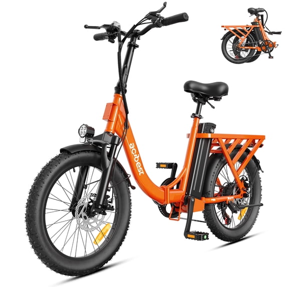 Actbest 20" Foldable Electric Bike for Adults, 500W Motor, 48V 10.4Ah Removable Battery, 7 Speed, Front Suspension,Fat Tire Folding Ebike