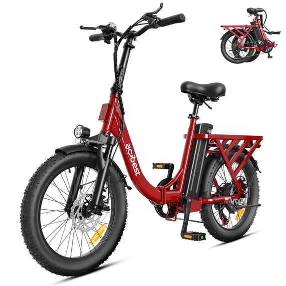 Actbest 20" Foldable Electric Bike for Adults, 500W Motor, 48V 10.4Ah Removable Battery, 7 Speed, Front Suspension,Fat Tire Folding Ebike