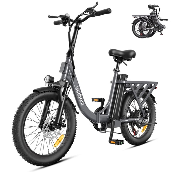 Actbest 20" Foldable Electric Bike for Adults, 500W Motor, 48V 10.4Ah Removable Battery, 7 Speed, Front Suspension,Fat Tire Folding Ebike