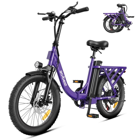 Actbest 20" Foldable Electric Bike for Adults, 500W Motor, 48V 10.4Ah Removable Battery, 7 Speed, Front Suspension,Fat Tire Folding Ebike