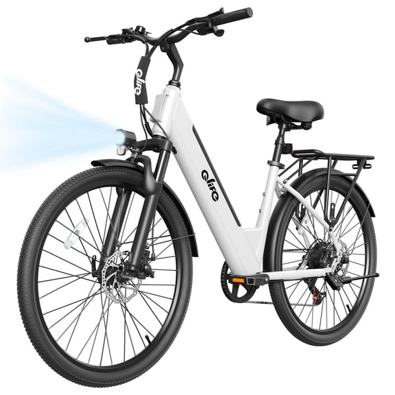 Actbest 26" Electric Bike for Woman, 500W Powerful Motor, 48V 7.8Ah Battery , 7-Speed, Front Suspension & LCD Display, Wide saddle suitable for women riders, Mountain EBike for Adults