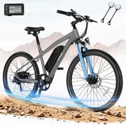 Actbest 27.5 Electric Bike for Adults, 1200W Peak Brushless Motor Up to 28MPH, 499.2WH Removable Battery Electric Mountain Bike, 21-Speed E-Bike with Fork Suspension Grey with Mirror