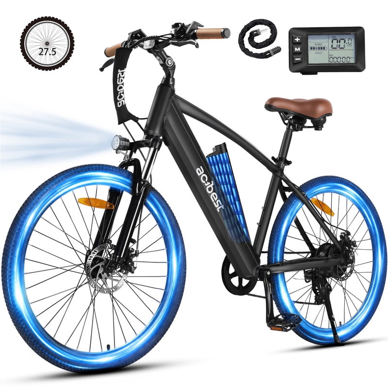 Actbest Core Electric Bike for Adults, 27.5" Step Thru Electric Bicycle, Peak 750W Brushless Motor, 48V Removable Battery, up to 20MPH Cruiser Ebike with 7-Speed (Black) with Lock